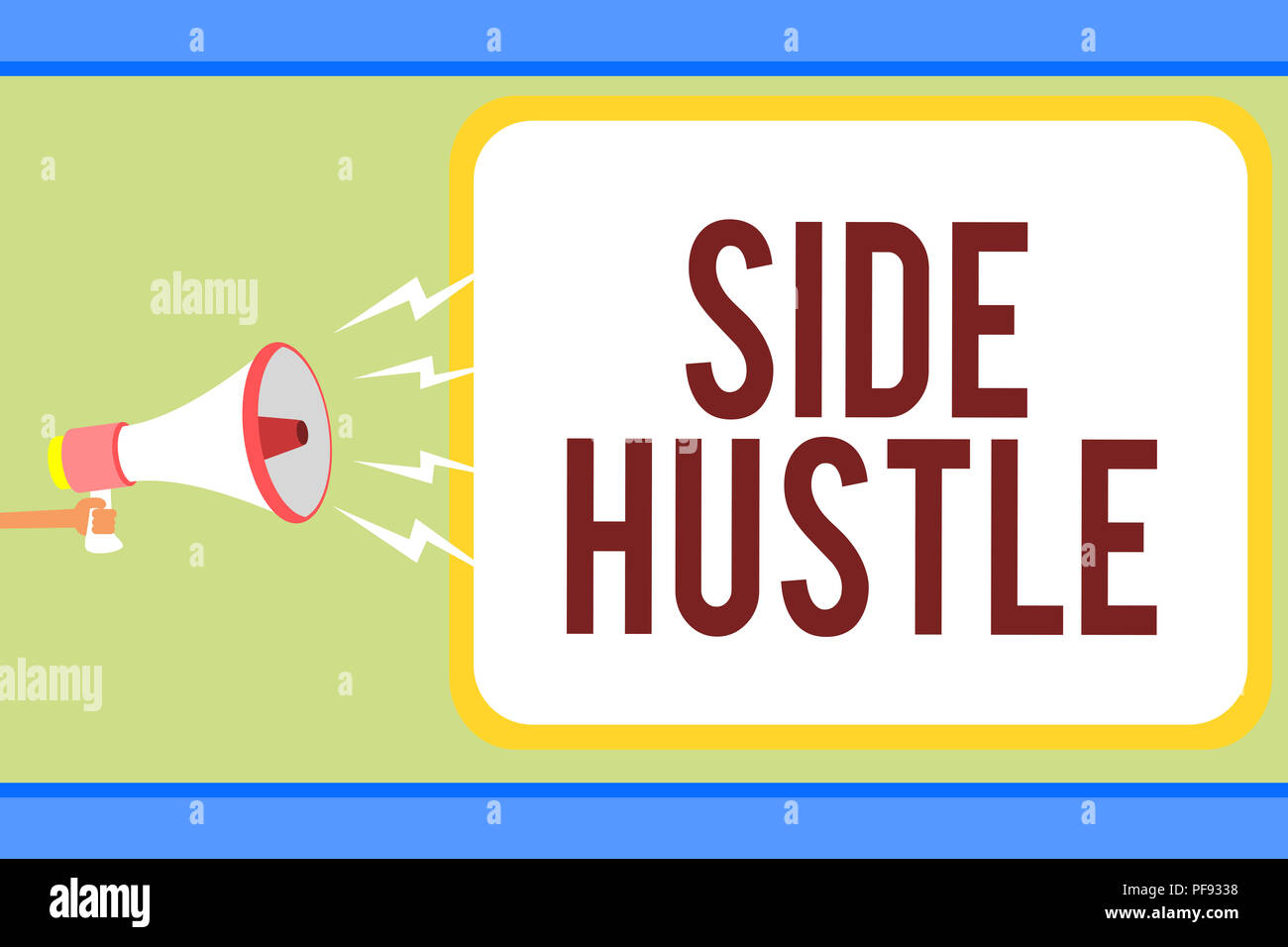 Handwriting Text Writing Side Hustle Concept Meaning Way Make Some Extra Cash That Allows You Flexibility To Pursue Man Holding Megaphone Loudspeaker Stock Photo Alamy