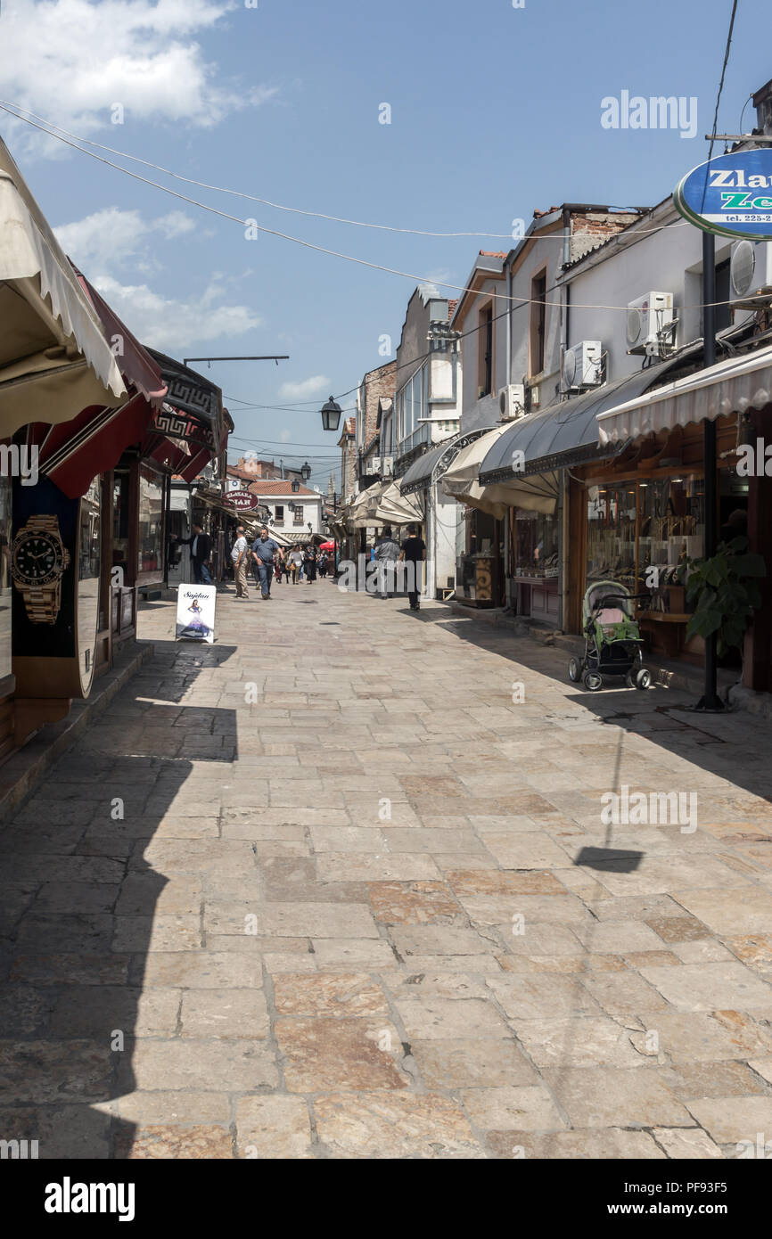 REPUBLIC OF MACEDONIA - 13 MAY 2017: Typical street in old town city of Skopje, Republic of Macedonia Photo - Alamy
