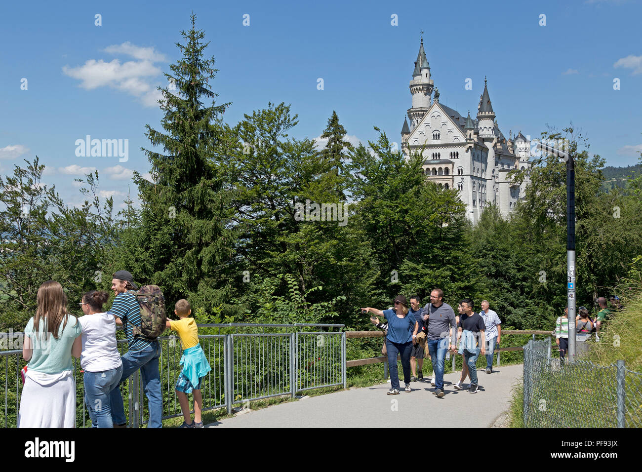 tourists on their way to Neuschwanstein Castle, Hohenschwangau, Allgaeu, Bavaria, Germany Stock Photo