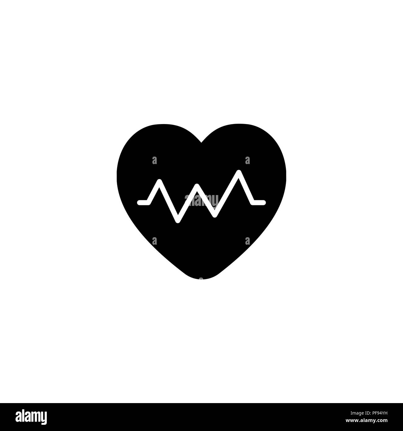 Web icon. Heart cardiogram, heartbeat black on white background Stock ...