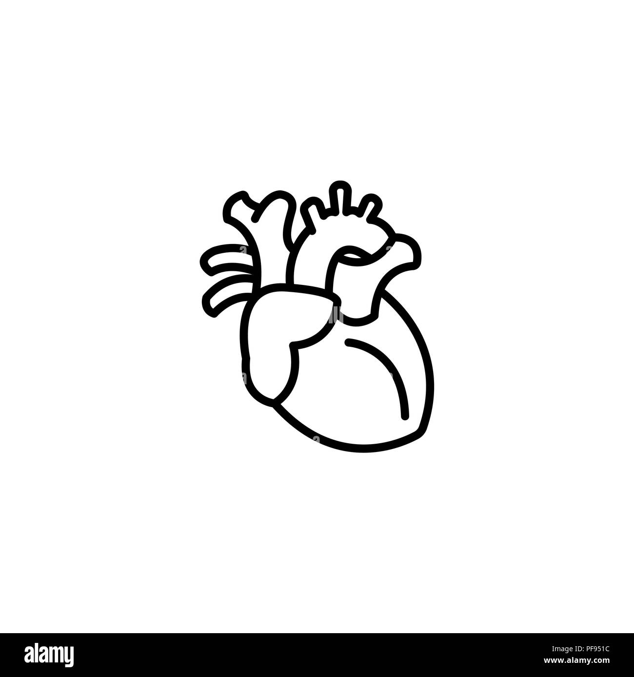 Web line icon. Human heart black on white background Stock Vector Image ...