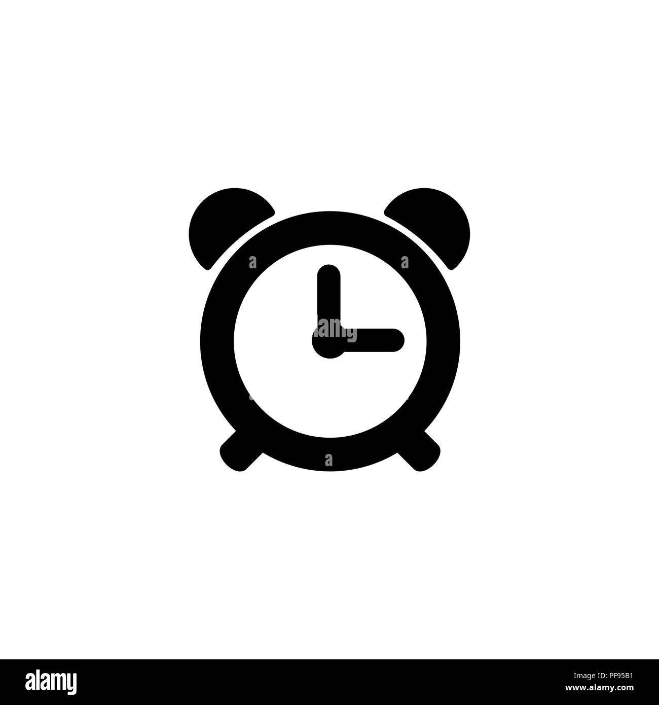 Web icon. Alarm clock black on white background Stock Vector Image