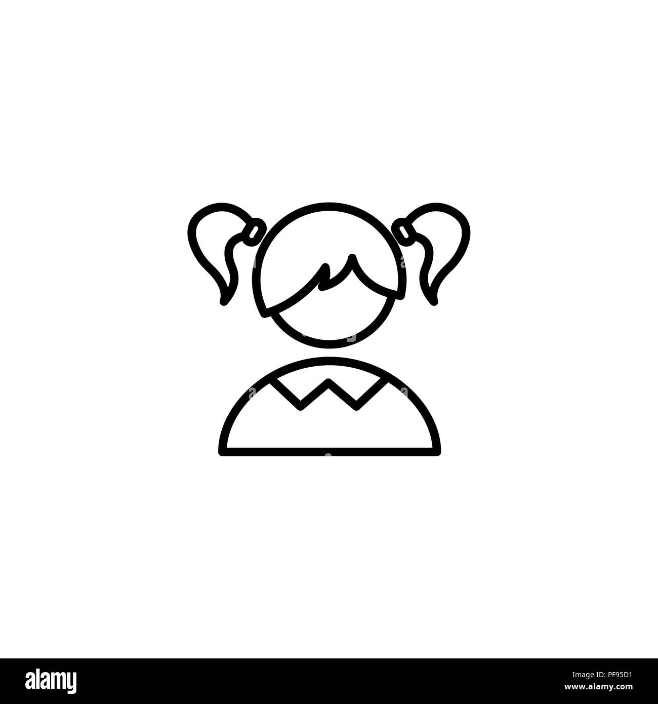Web icon. Schoolgirl, girl black on white background Stock Vector Image ...