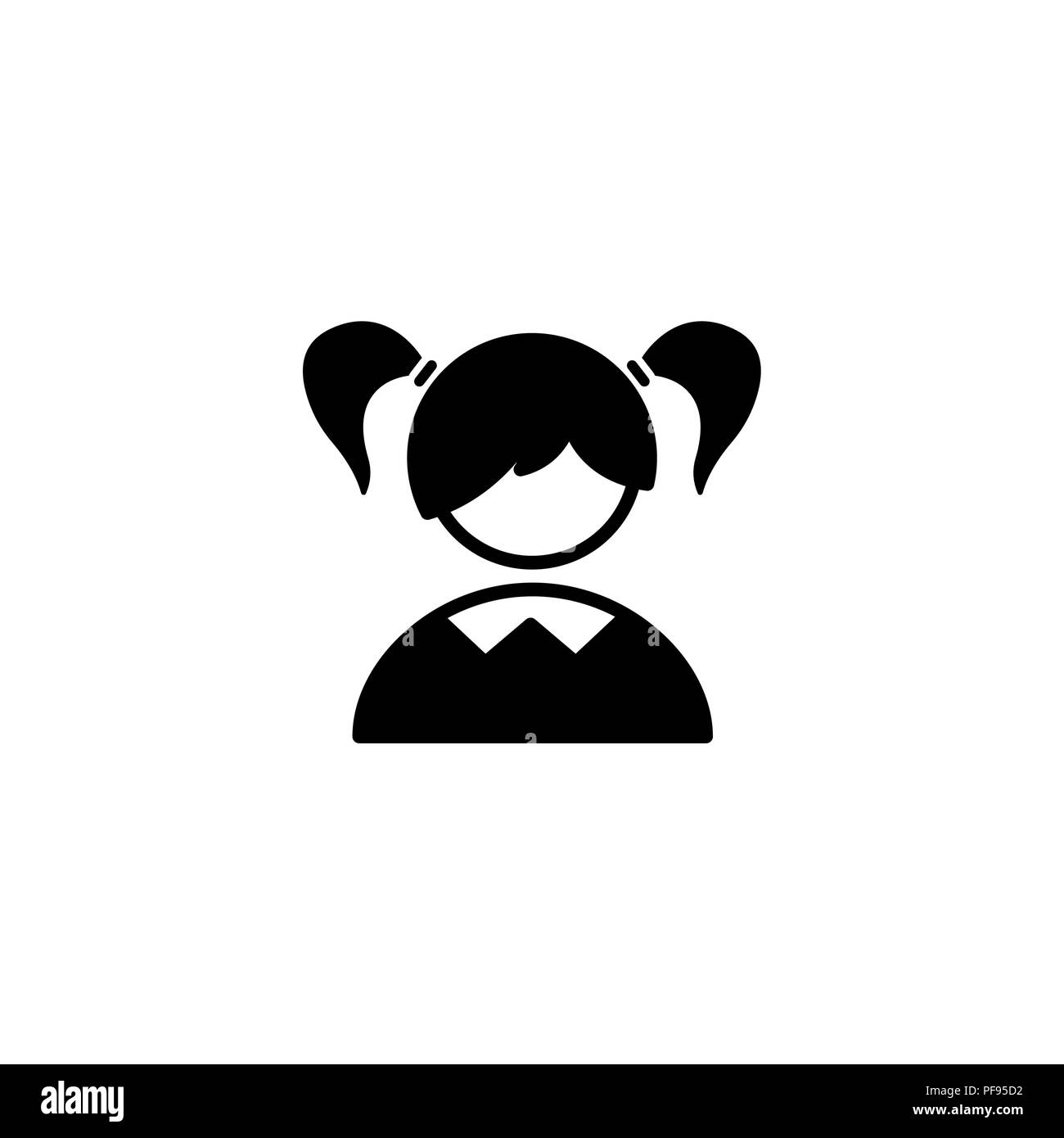 Web icon. Schoolgirl, girl black on white background Stock Vector