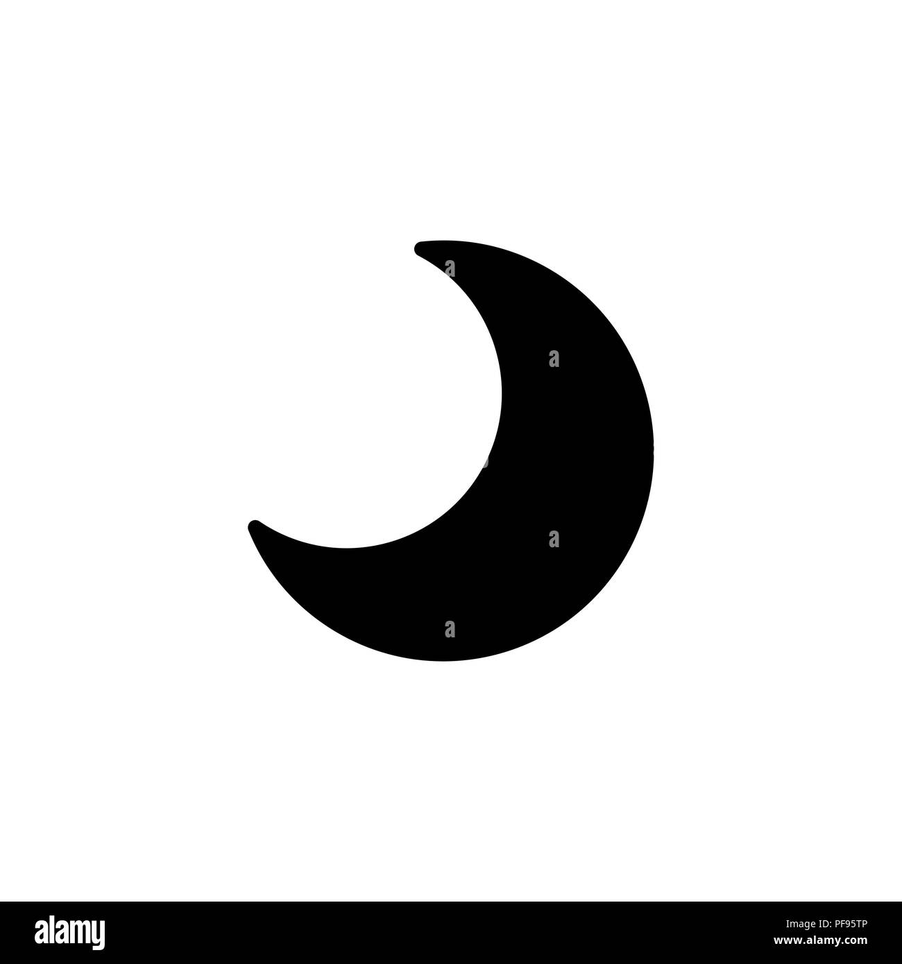 Web Icon Moon Crescent Black On White Background Stock Vector
