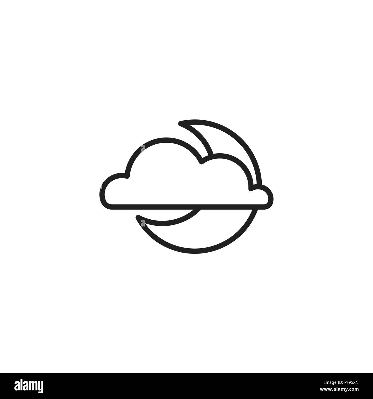 Web icon. Cloud and moon black on white background Stock Vector Image ...