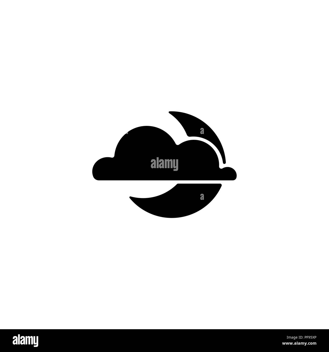 Web icon. Cloud and moon black on white background Stock Vector Image ...