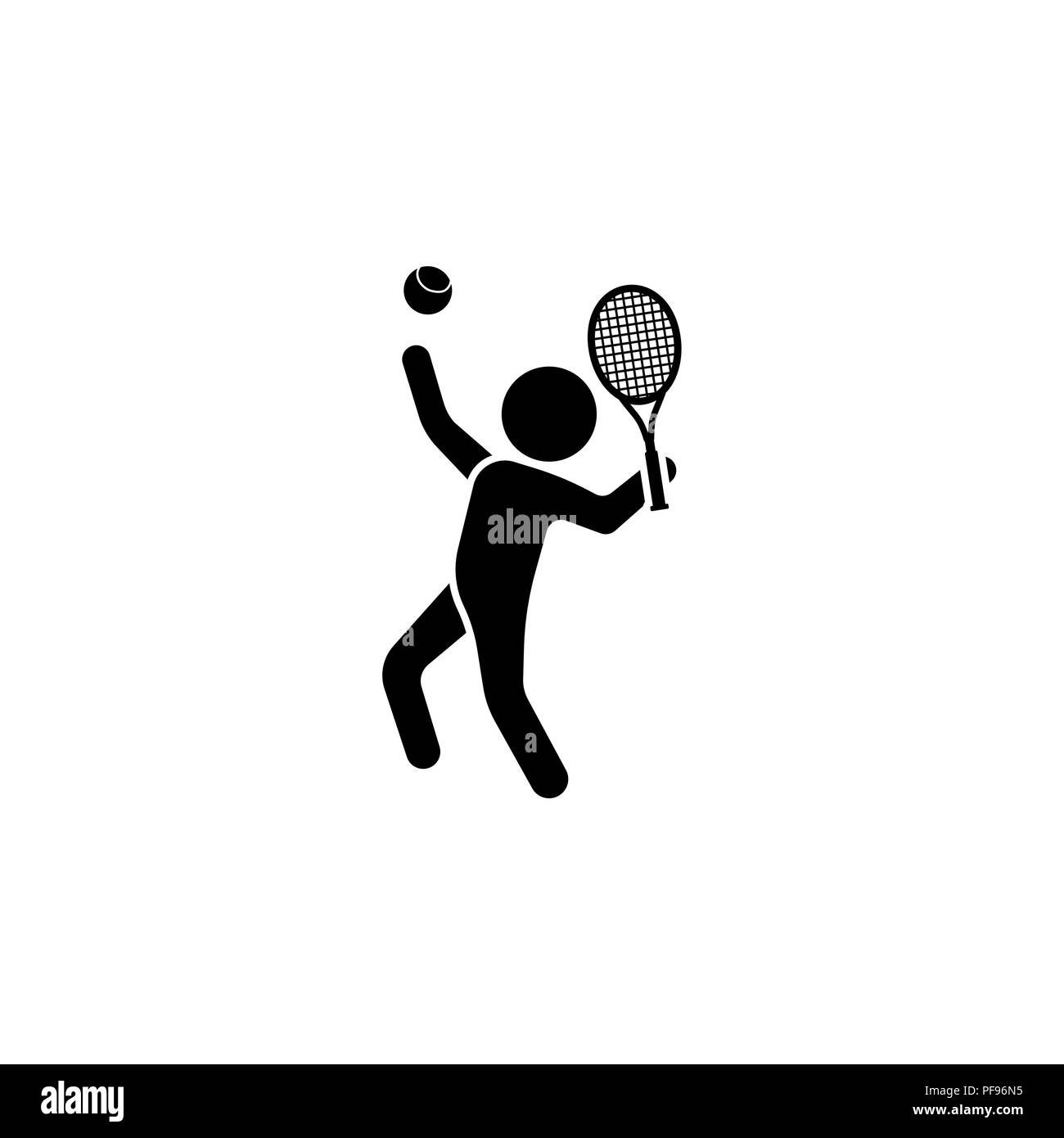 Vector illustration. Tennis player icon white on a black background ...