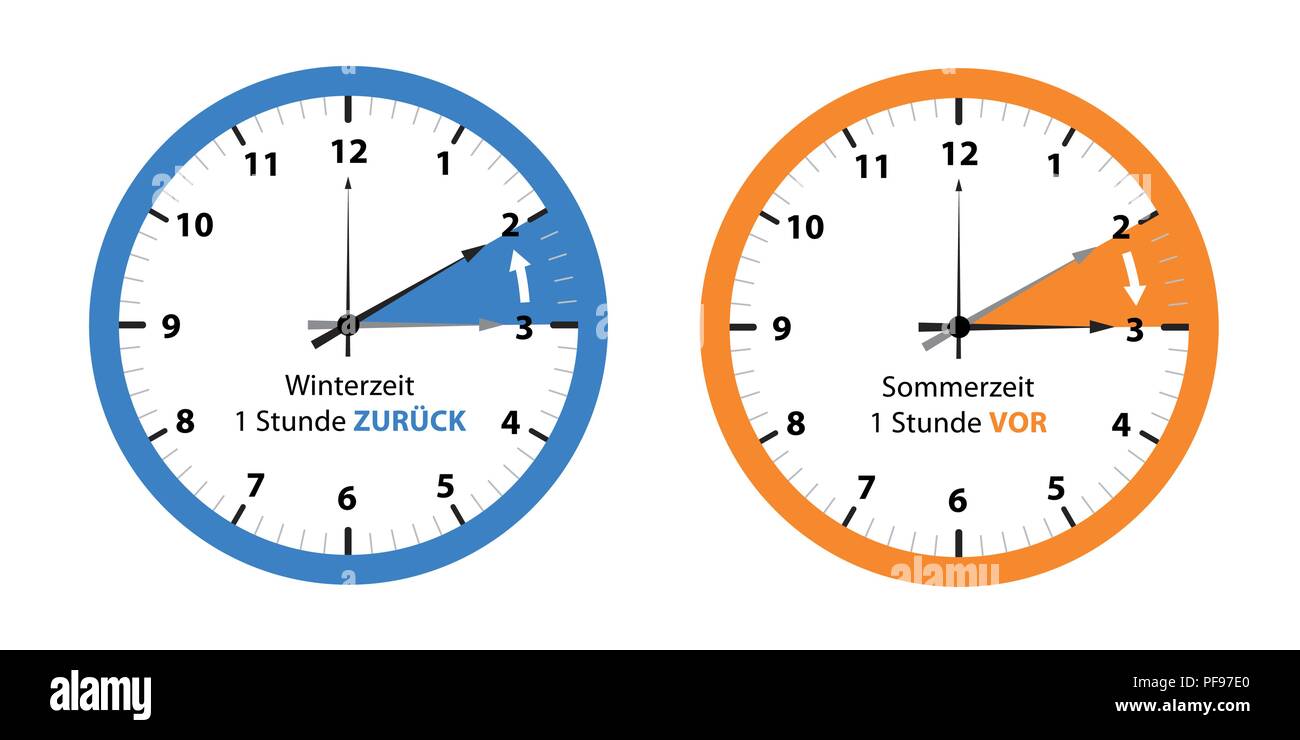 clock switch to summer time and to winter time reminder vector illustration EPS10 Stock Vector
