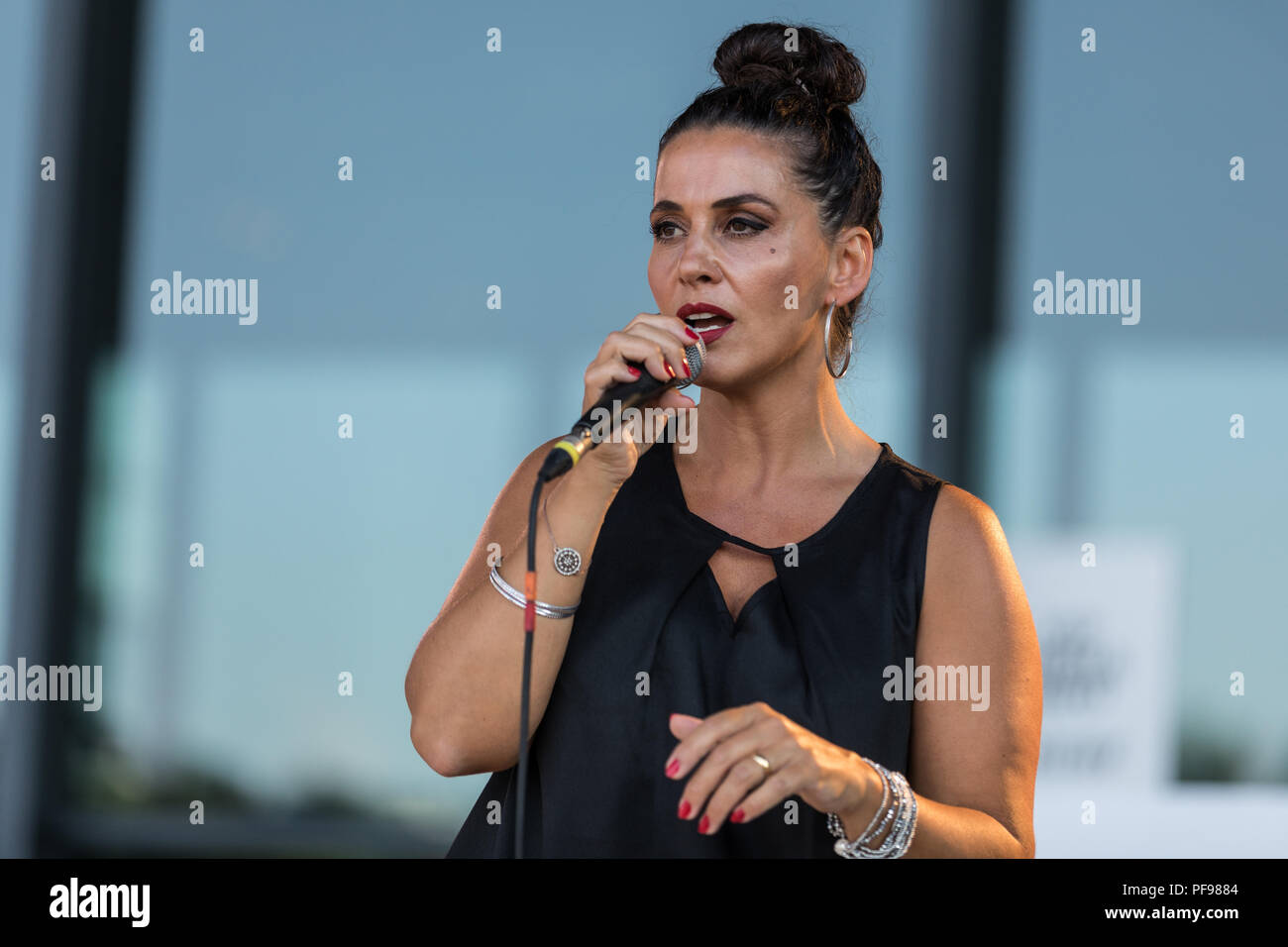 The Italian German Fabiola Saccomanno Remedy Trio live at the 26th Blue Balls Festival in Lucerne Stock Photo