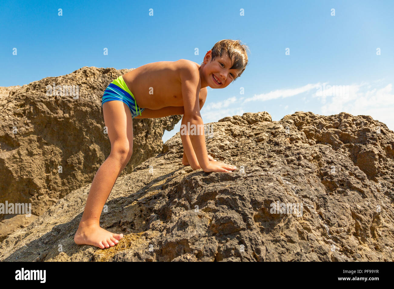 cute boy swim