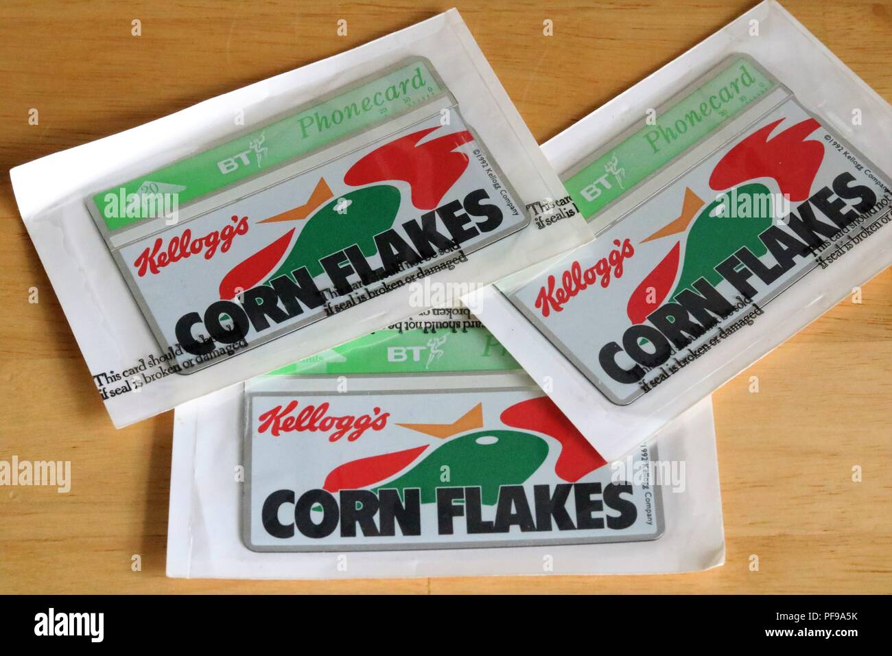 BT Phonecards Kellogg's Corn Flakes Stock Photo