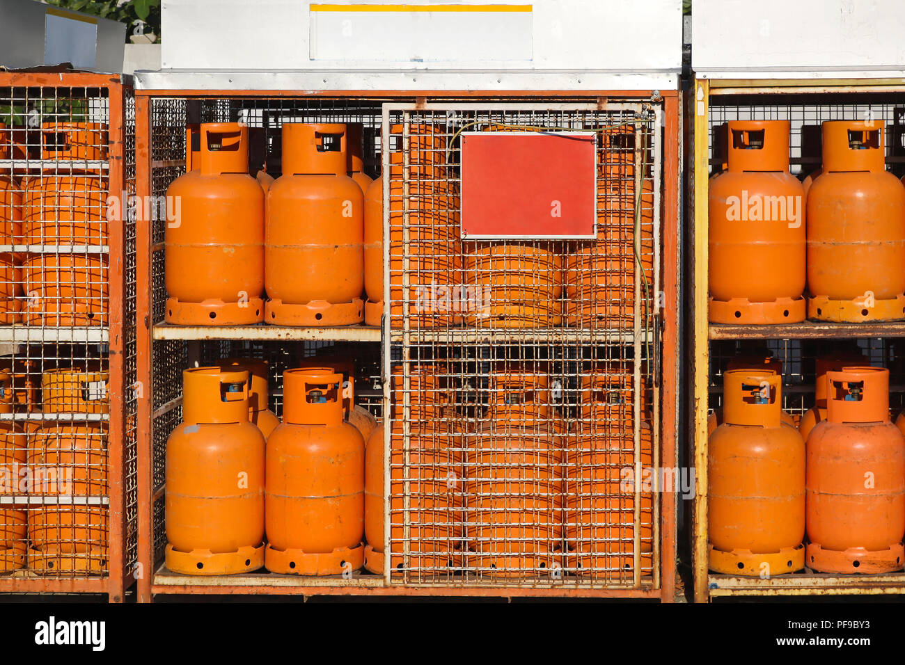 LPG gas cylinders at gas station warehouse Stock Photo Alamy