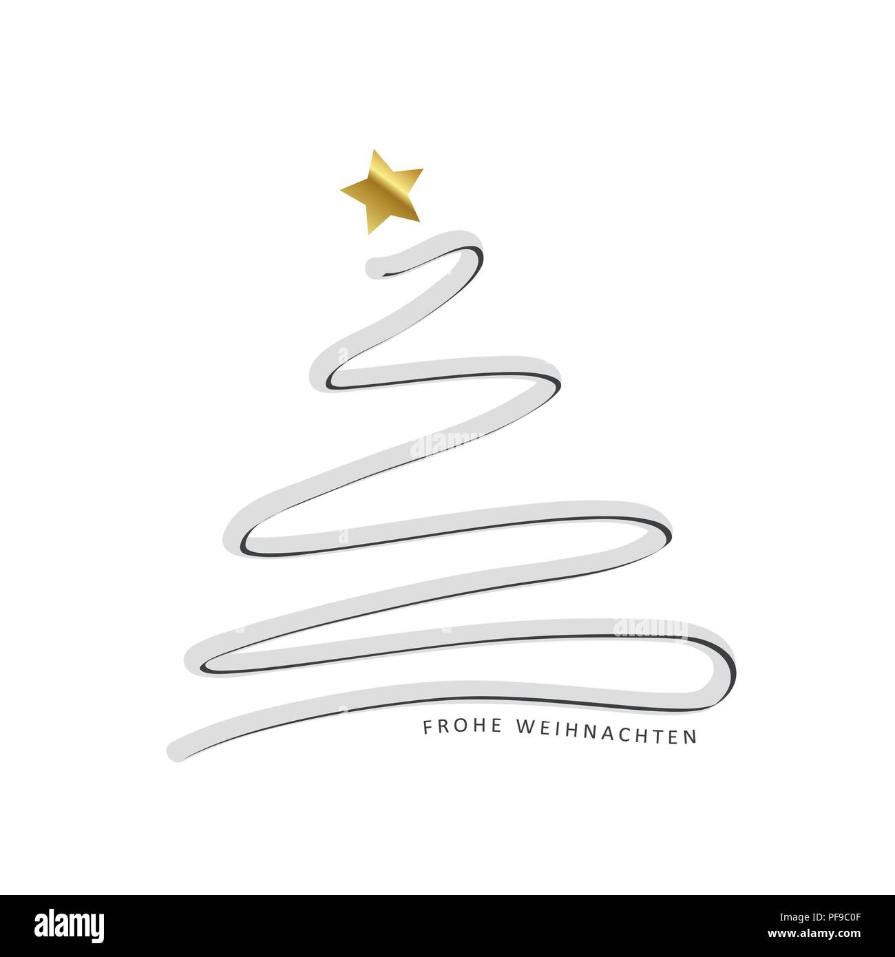 handdrawing christmas tree golden star vector illustration EPS10 Stock ...