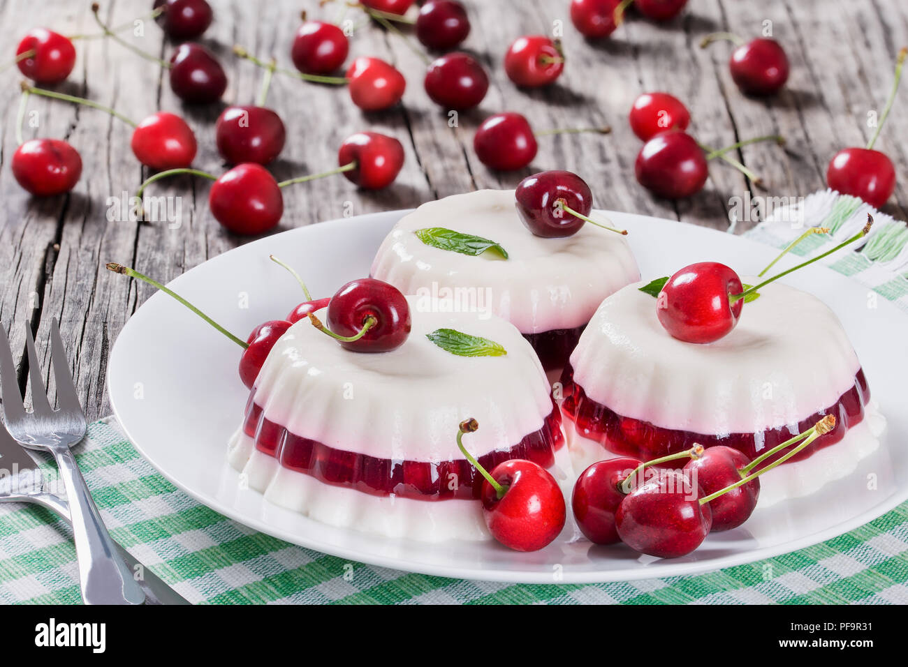 Italian dessert of cherry juice and sweetened cream thickened with