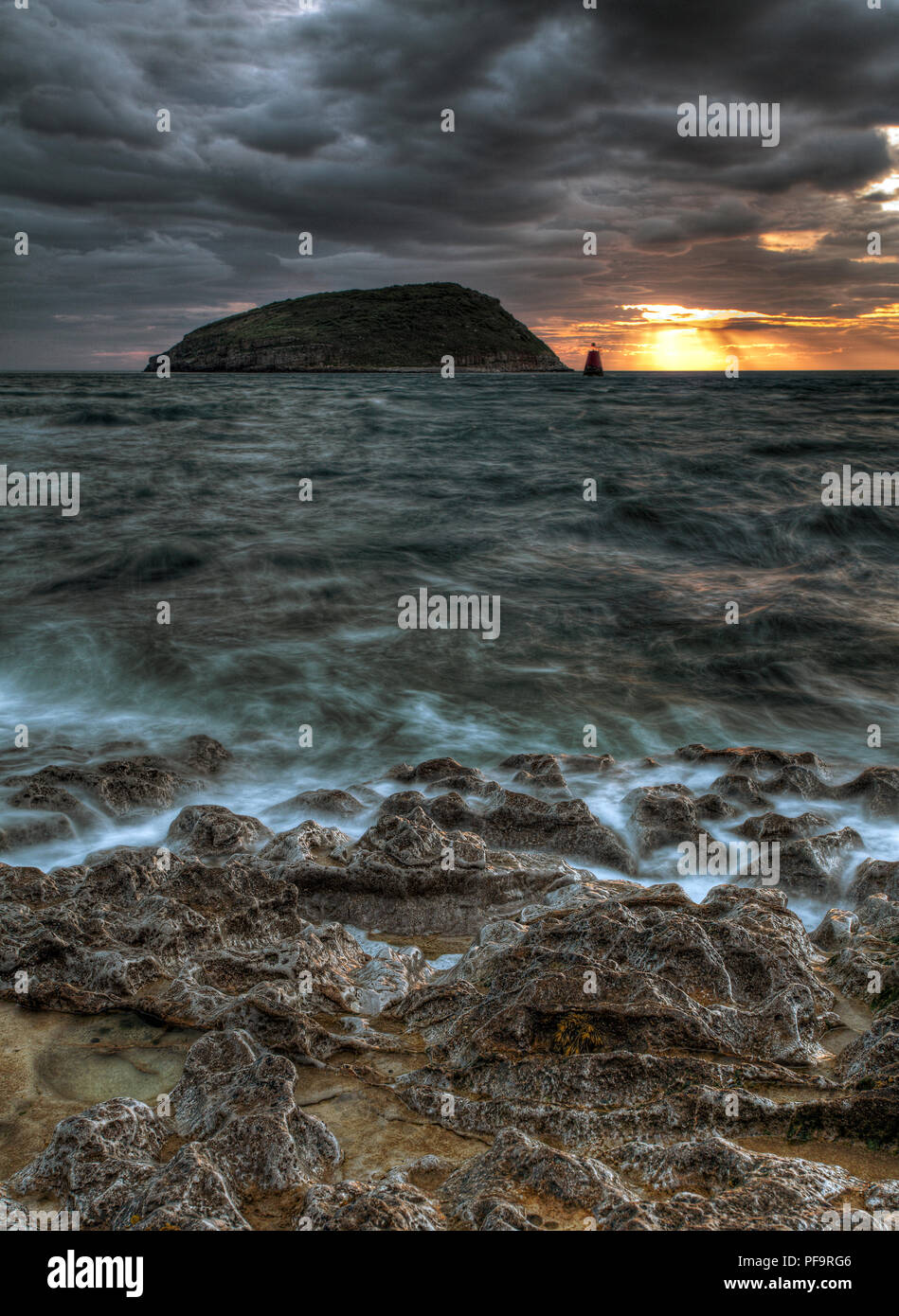 Puffin Island off the coast of Anglesey on a stormy day, North Wales Stock Photo