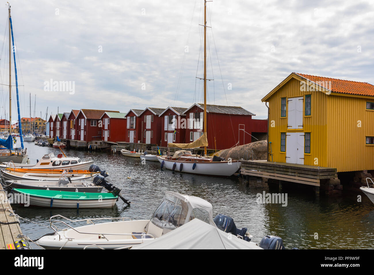 Smögen is a locality situated in Västra Götaland County, Sweden. It is one of the liveliest 'summer towns' of the Swedish west coast. Stock Photo