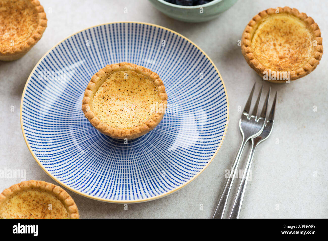 Free range Egg Custard Tart, traditional English, Portuguese, Chinese