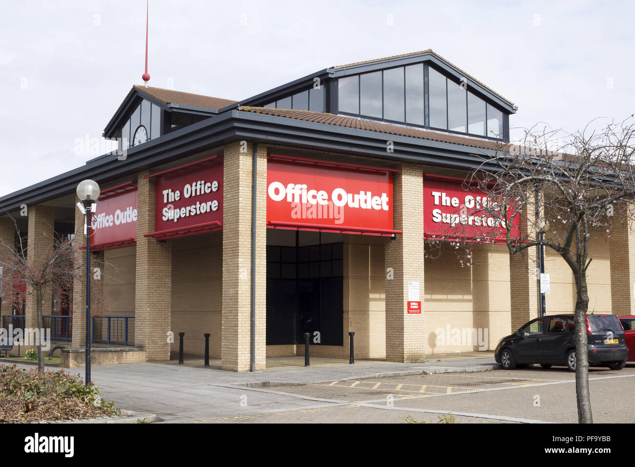 Milton Keynes, UK - March 29, 2018. Office Outlet store front on a retail park. Formerly owned by American company Staples Inc Stock Photo