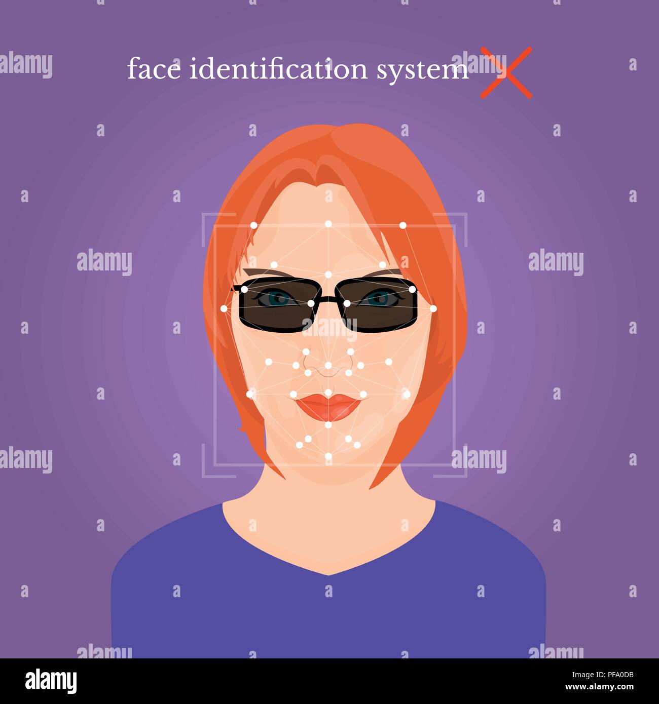 Young beautiful girl face with black glasses, face identification