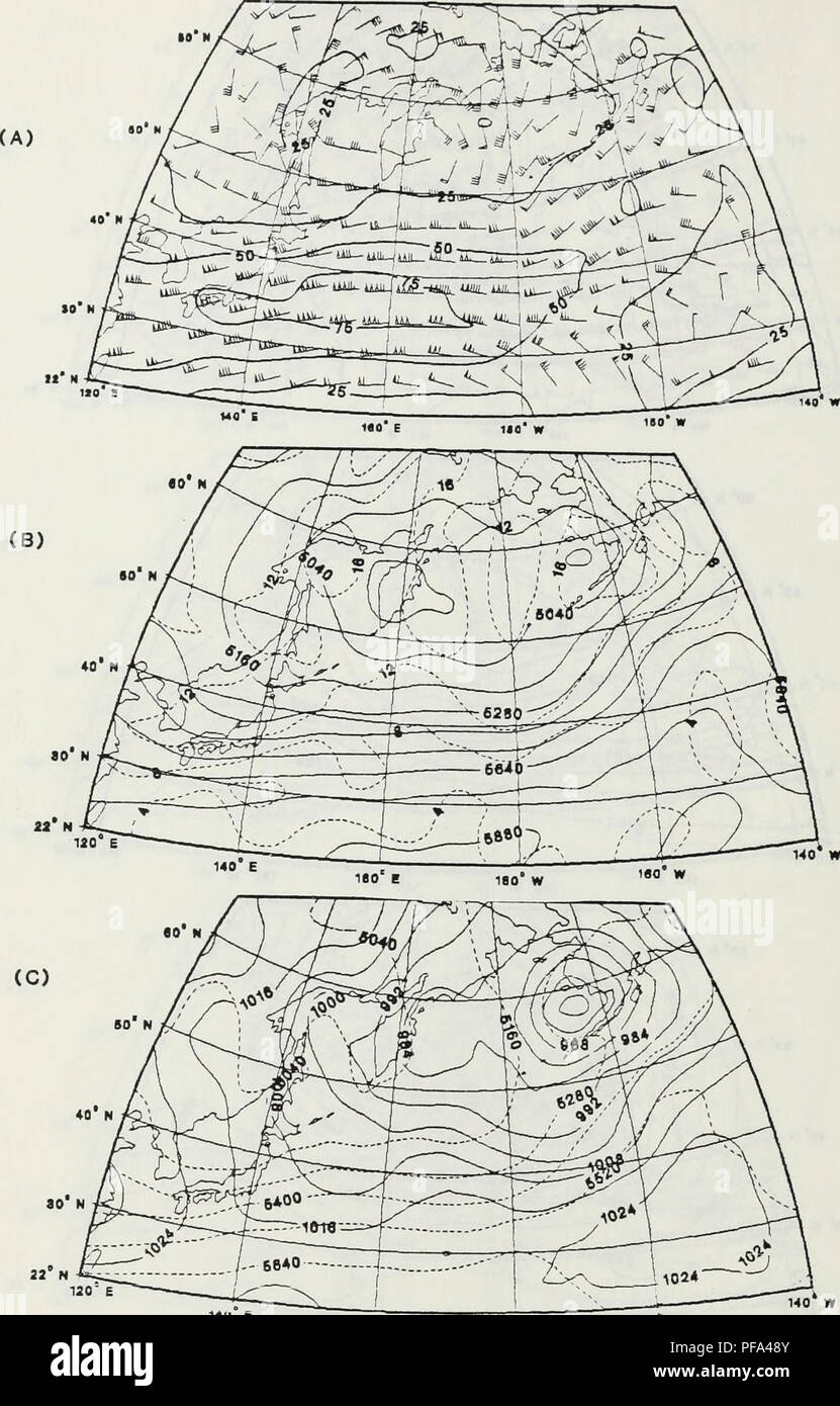 . Diagnostic verification of the GLAS general circulation model as applied to a case of extratropical maritime explosive cyclogenesis.. Meteorology; Oceanography. 22 N Figure 17. As in Fiqure 2 except for GLAS Analysis 1200 GMT 15 January 76. Please note that these images are extracted from scanned page images that may have been digitally enhanced for readability - coloration and appearance of these illustrations may not perfectly resemble the original work.. Ebersole, Kenneth A.. Monterey, California: U. S. Naval Postgraduate School Stock Photo