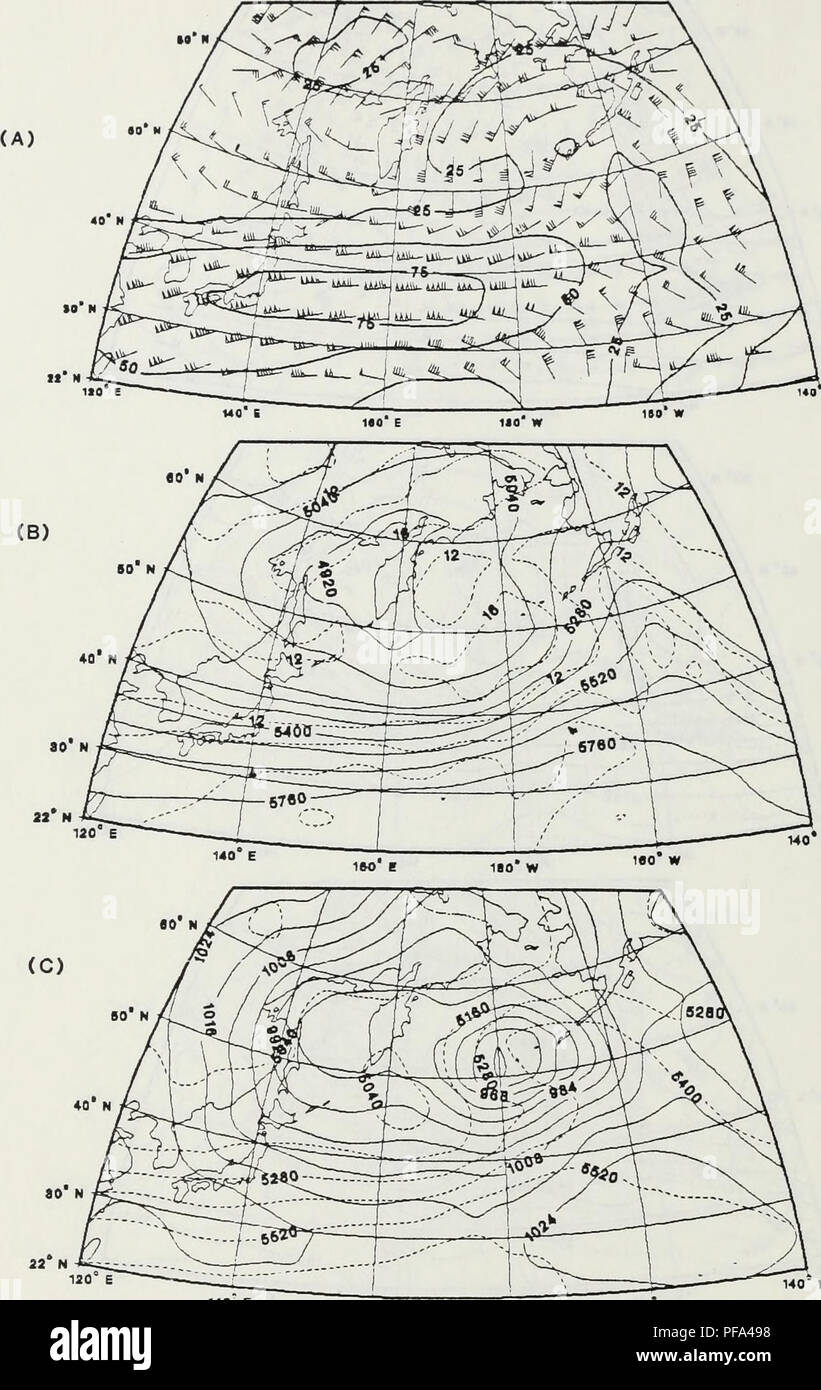 . Diagnostic verification of the GLAS general circulation model as applied to a case of extratropical maritime explosive cyclogenesis.. Meteorology; Oceanography. 22 N Figure 15. As in Figure 2 except for SAT Prognosis 0000 GMT 15 January 74. Please note that these images are extracted from scanned page images that may have been digitally enhanced for readability - coloration and appearance of these illustrations may not perfectly resemble the original work.. Ebersole, Kenneth A.. Monterey, California: U. S. Naval Postgraduate School Stock Photo