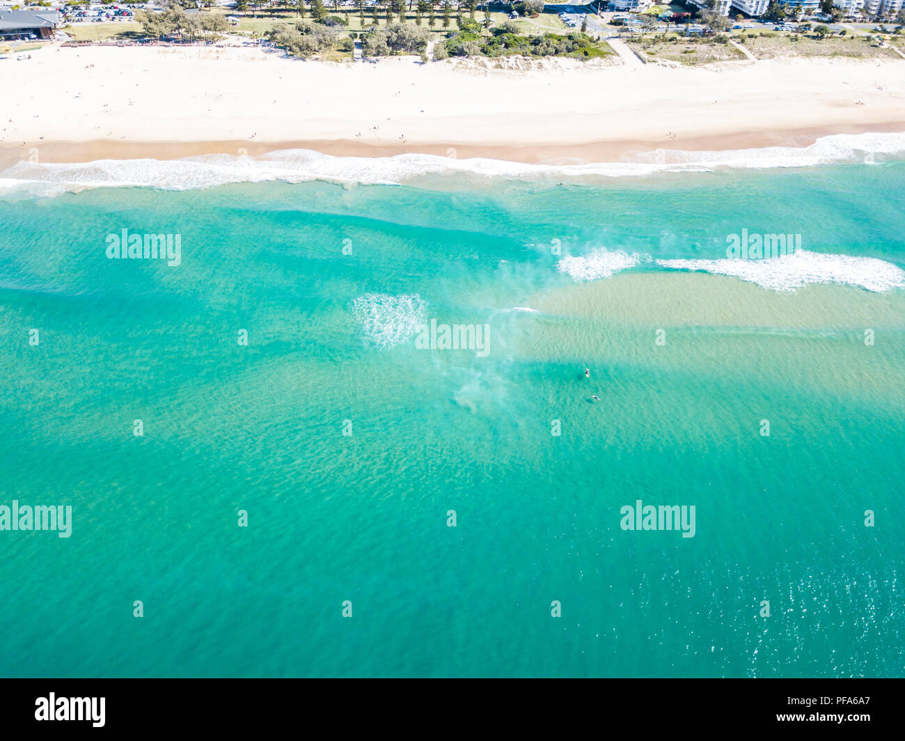 An aerial view of Broadbeach on a clear day on the Gold Coast Stock Photo