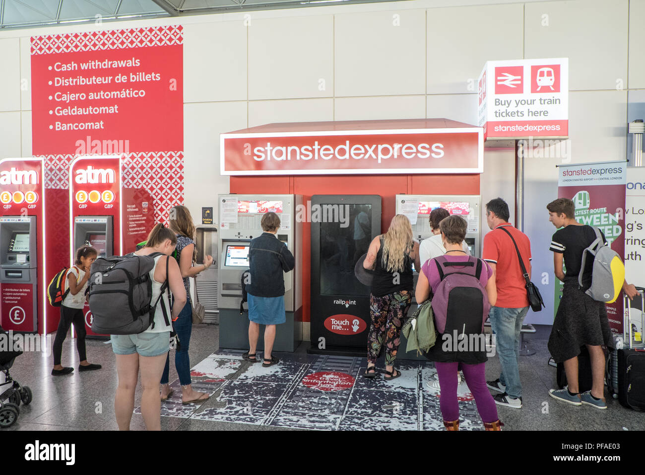 Stansted Express,train,service,ticket,vending,Stansted Airport,arrival