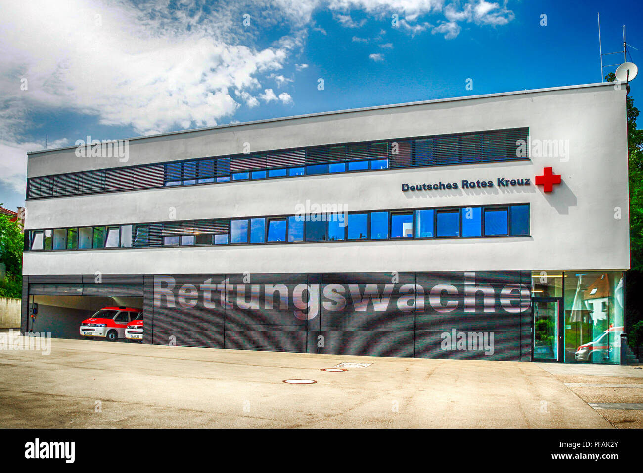 German Red Cross Ambulance Station in Ulm, Germany Stock Photo