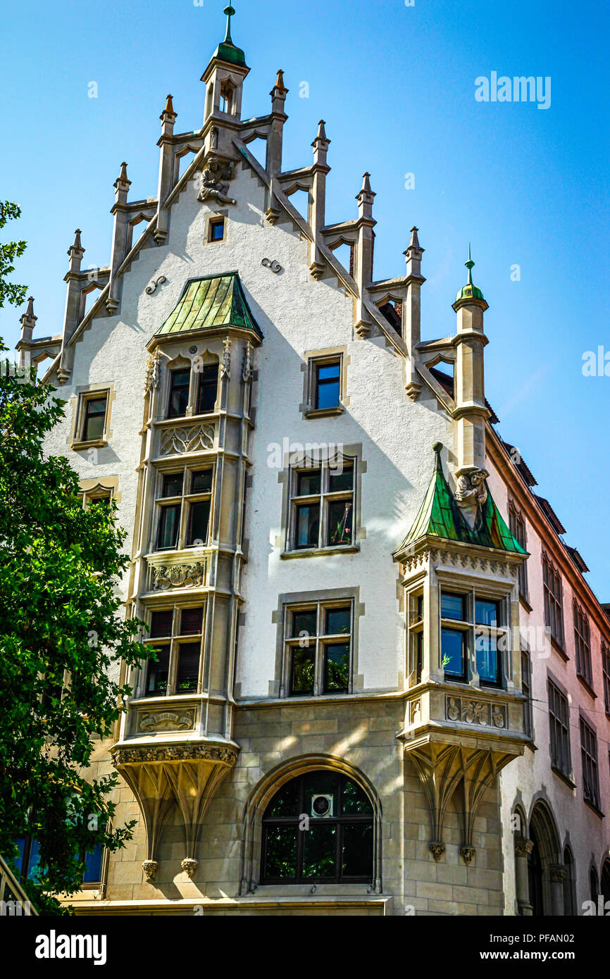 Medieval revival architecture in the city of Ulm in Germany Stock Photo