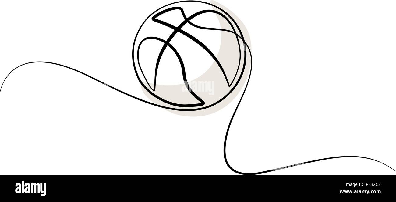 Continuous one line drawing. Basketball icon. Vector illustration Stock Vector