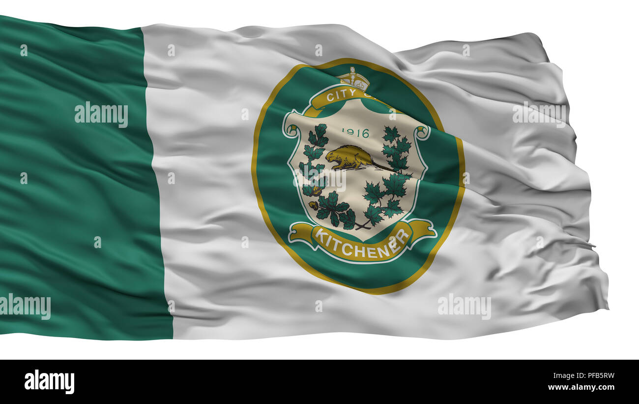 Kitchener City Flag, Canada, Ontario Province, Isolated On White