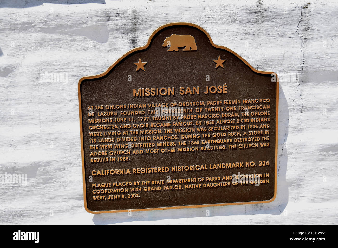Mission San Jose, plaque, Fremont, California Stock Photo Alamy