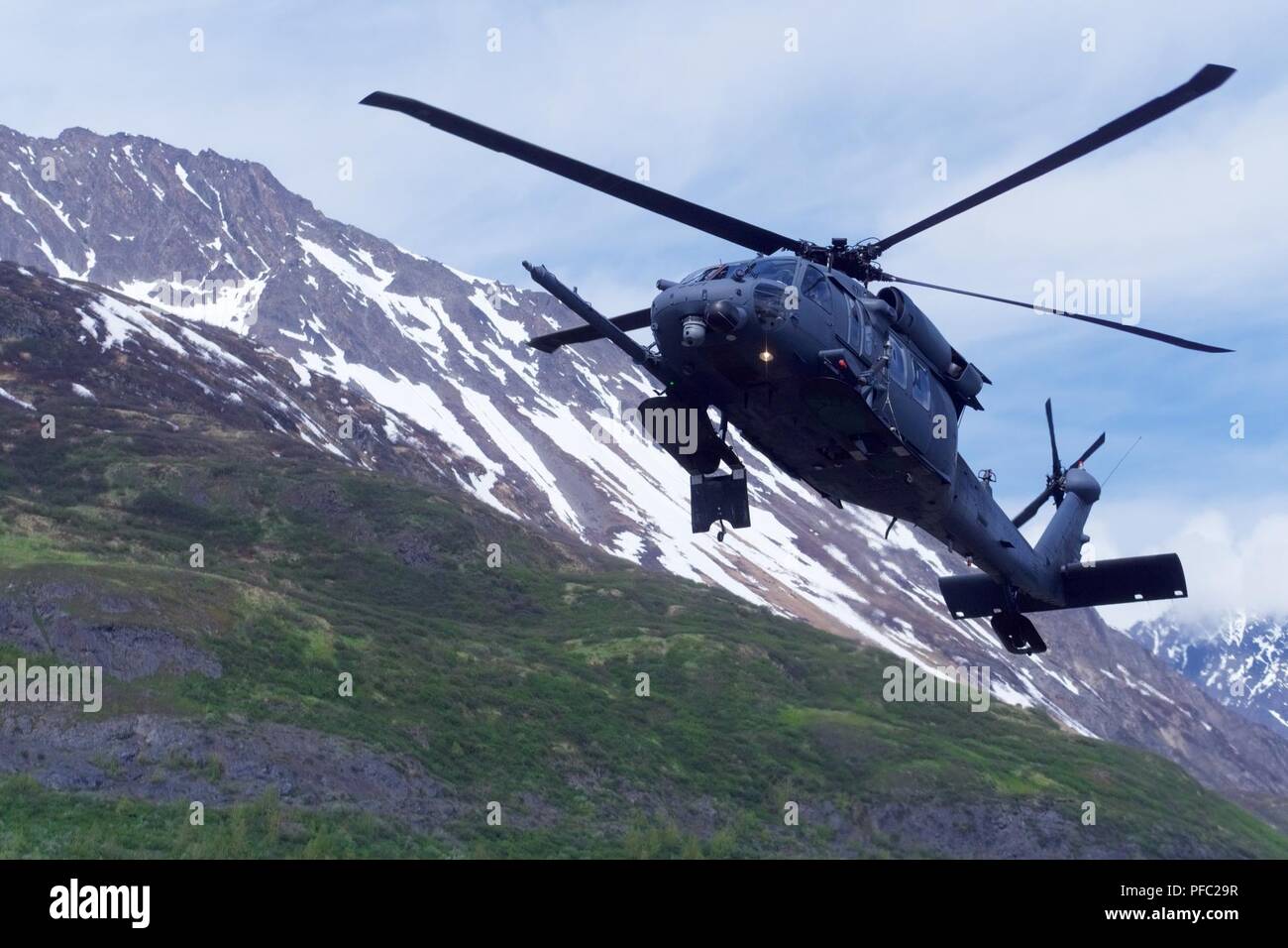 A 210th Rescue Squadron Hh 60g Pave Hawk Conducts Hoist Training June 5 18 At Eklutna Glacier During A Fini Flight For Chief Master Sgt Lance Jordan Command Chief Master Sergeant For The