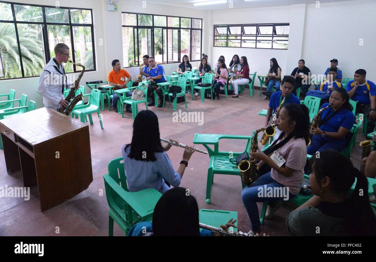 Puerto Princesa Philippines June 8 2018 Sailors From U S 7th Fleet Band Far East Edition Currently Embarked On Usns Millinocket T Epf 3 Coach Music Students At Palawan State University Puerto Princesa As