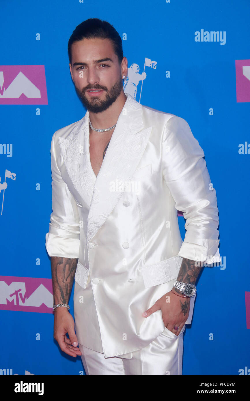 New York, NY, USA. 20th Aug, 2018. Maluma arriving at the 2018 MTV Video Music Awards at Radio City Music Hall in New York City on August 20, 2018. Credit: Diego Corredor/Media Punch/Alamy Live News Stock Photo