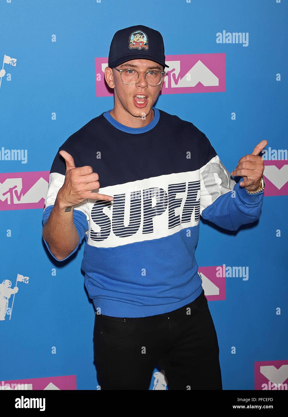Inglewood, United States Of America. 20th Aug, 2018. Logic arrives at the 2018 MTV Video Music Awards, VMAs, at Radio City Music Hall in New York City, USA, on 20 August 2018. | usage worldwide Credit: dpa/Alamy Live News Stock Photo