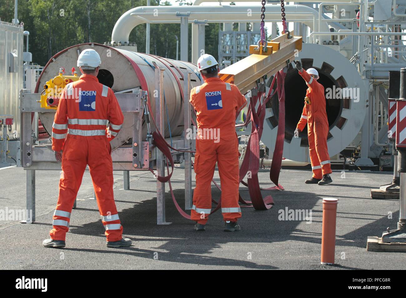 Russia. 21st Aug, 2018. The inspection tool (PIG) is inserted into the