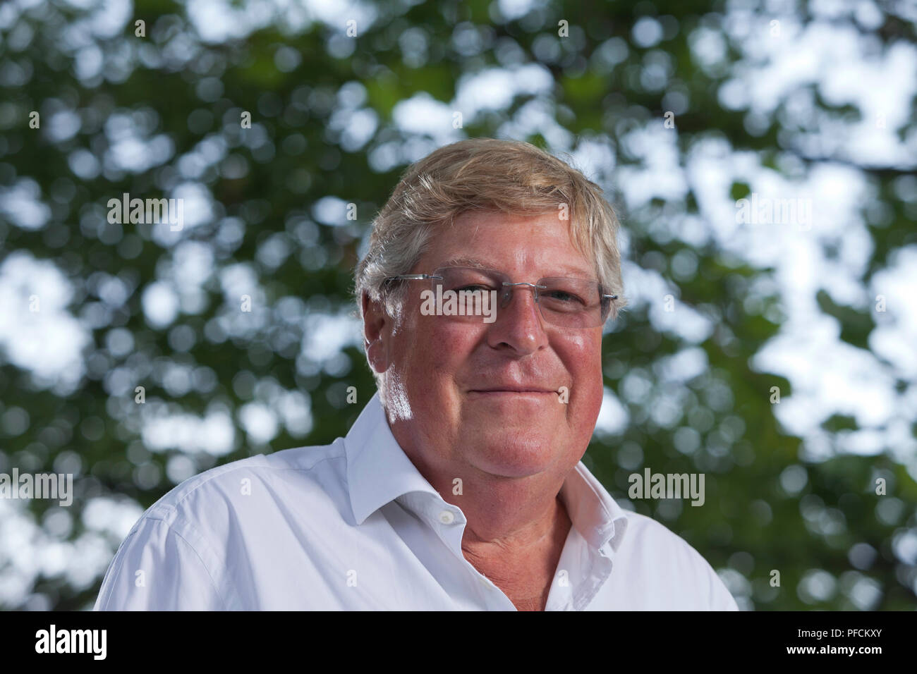 Edinburgh, UK. 21st August, 2018. Edward John Ivo Stourton is a BBC broadcaster and presenter of the BBC Radio 4 programme Sunday, and a frequent contributor to the Today programme, where for ten years he was one of the main presenters. Pictured at the Edinburgh International Book Festival. Edinburgh, Scotland.  Picture by Gary Doak / Alamy Live News Stock Photo