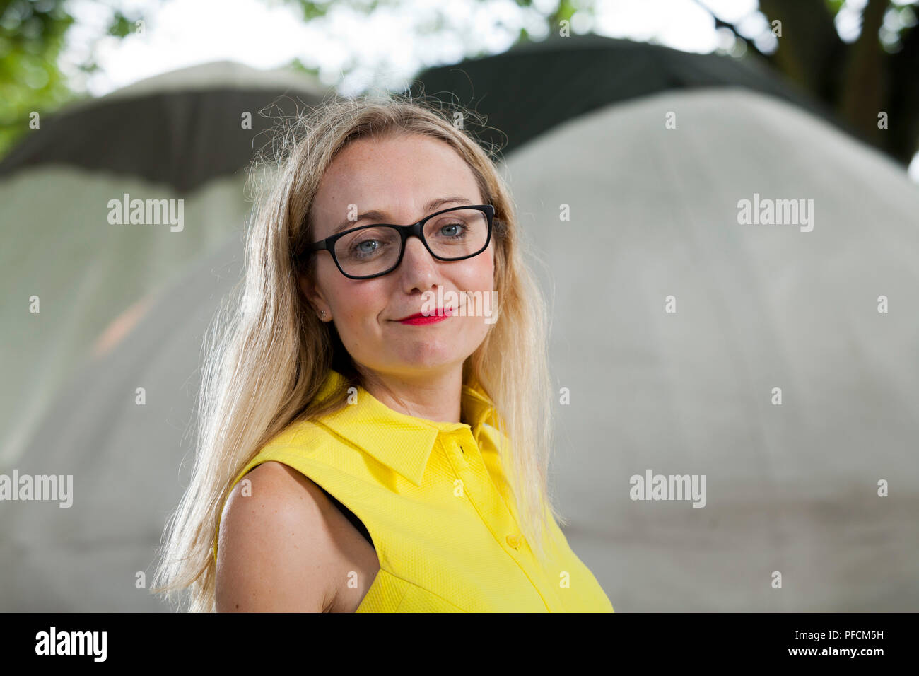 Edinburgh, UK. 21st August, 2018. Claire 'Cerrie' Burnell is an English actress, singer, playwright, children's author, and former television presenter for the BBC children's channel CBeebies. Pictured at the Edinburgh International Book Festival. Edinburgh, Scotland.  Picture by Gary Doak / Alamy Live News Stock Photo