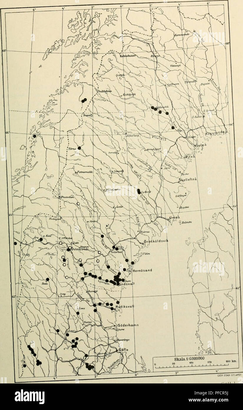. Den norrländska florans : geografiska fördelning och invandringshistoria ; med särskild hänsyn till dess sydskandinaviskar arter. Plants; Plants. KARTOR OCH STÄNDO^TER^ 395 Kartan 37- Viola umbrosa.. finnes den spudd Inm leici ^^^^ ^_^^, ^^_ ^^^_. Please note that these images are extracted from scanned page images that may have been digitally enhanced for readability - coloration and appearance of these illustrations may not perfectly resemble the original work.. Andersson, Gunnar, 1865-1928; Birger, Selim, 1879-1931. Uppsala : Almqvist & Wiksell Stock Photo