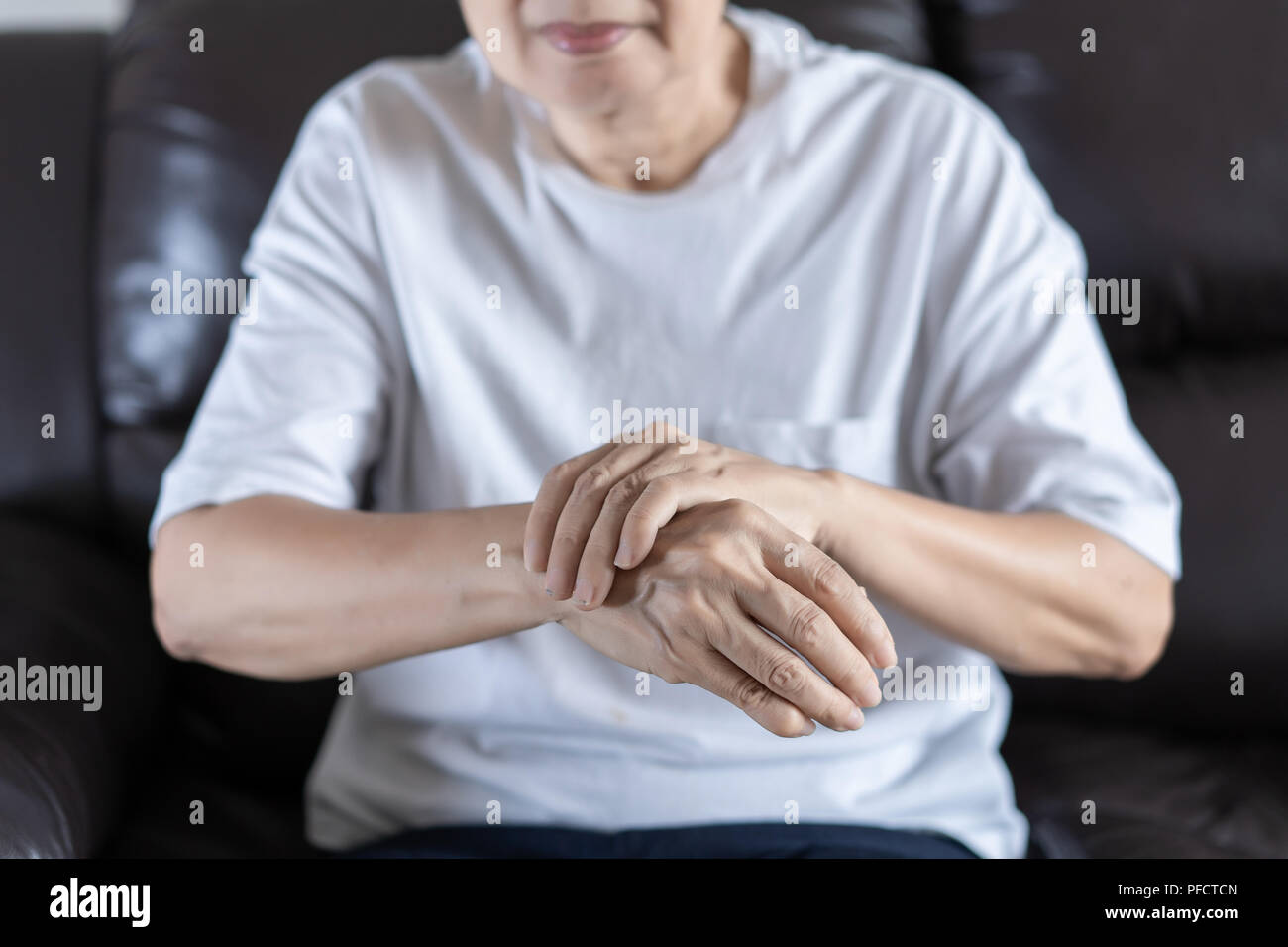 arthritis old person and Elderly woman female suffering osteoarthritis