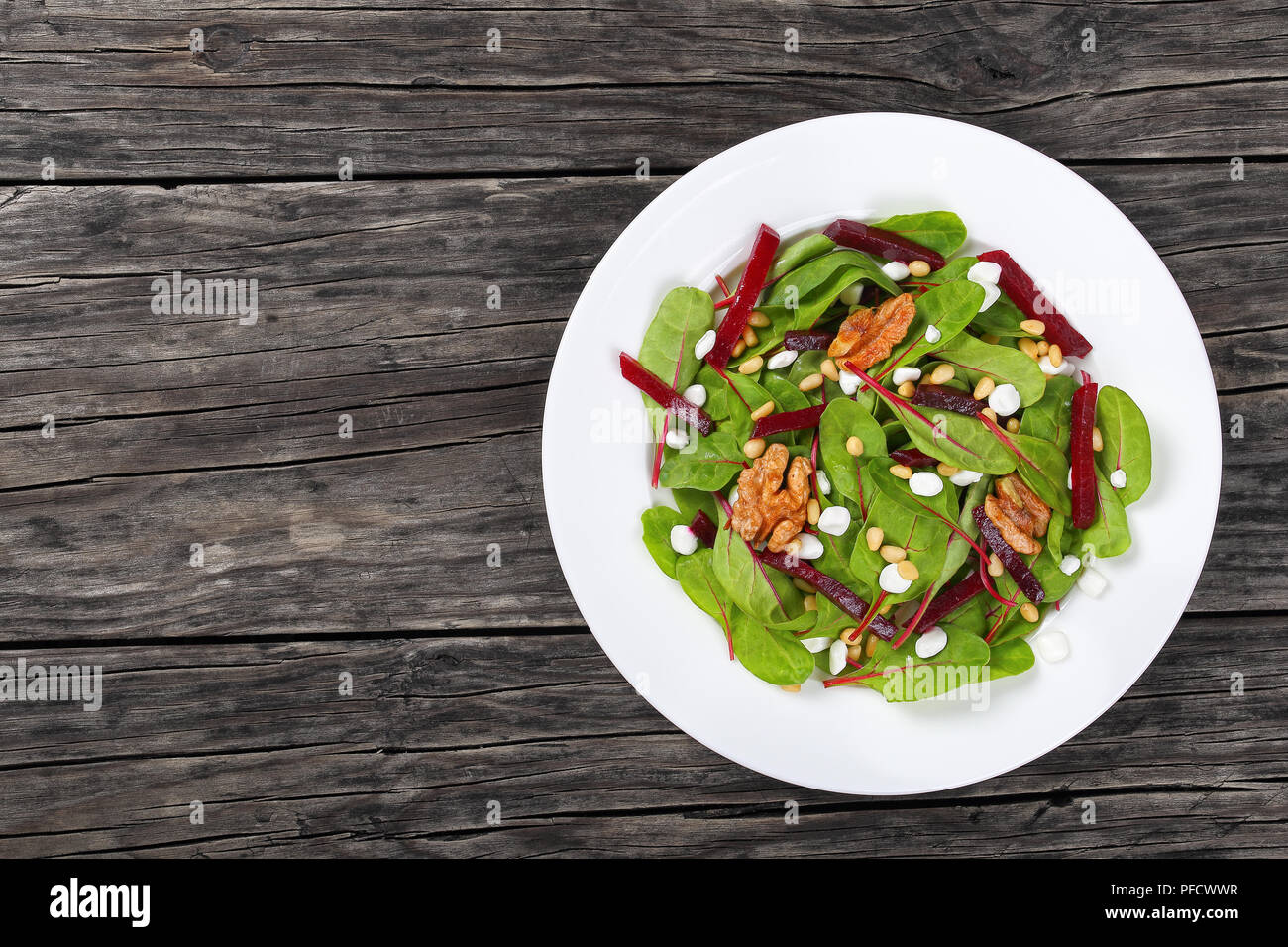 Fresh Delicious Diet Salad Of Chard Granulated Cottage Cheese