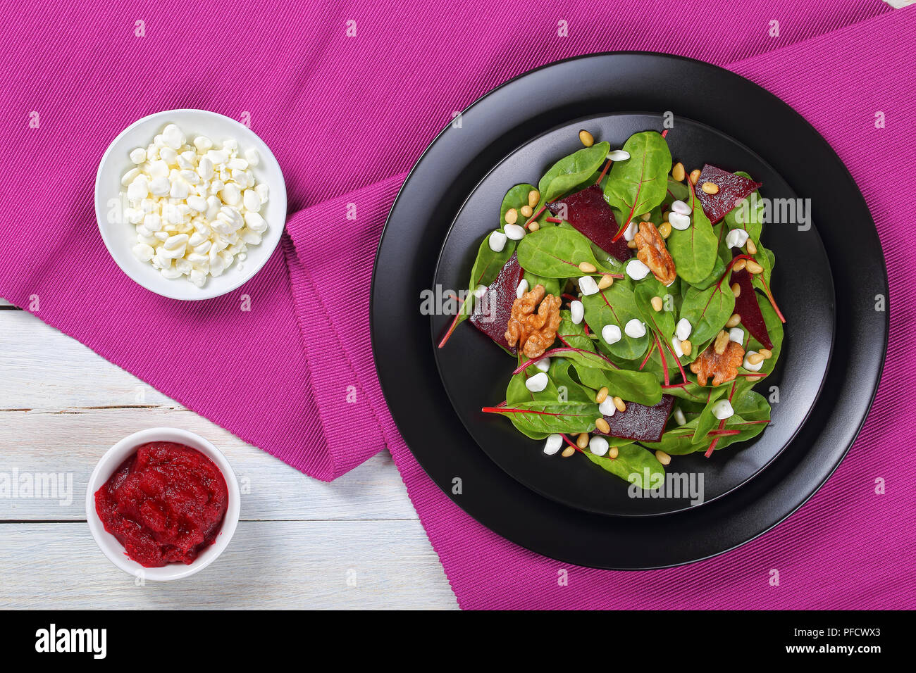 Fresh Delicious Healthy Dietary Salad Of Chard Leaves Granulated
