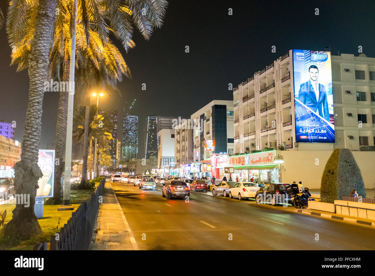 2nd December Street in Dubai, UAE, at night Stock Photo Alamy