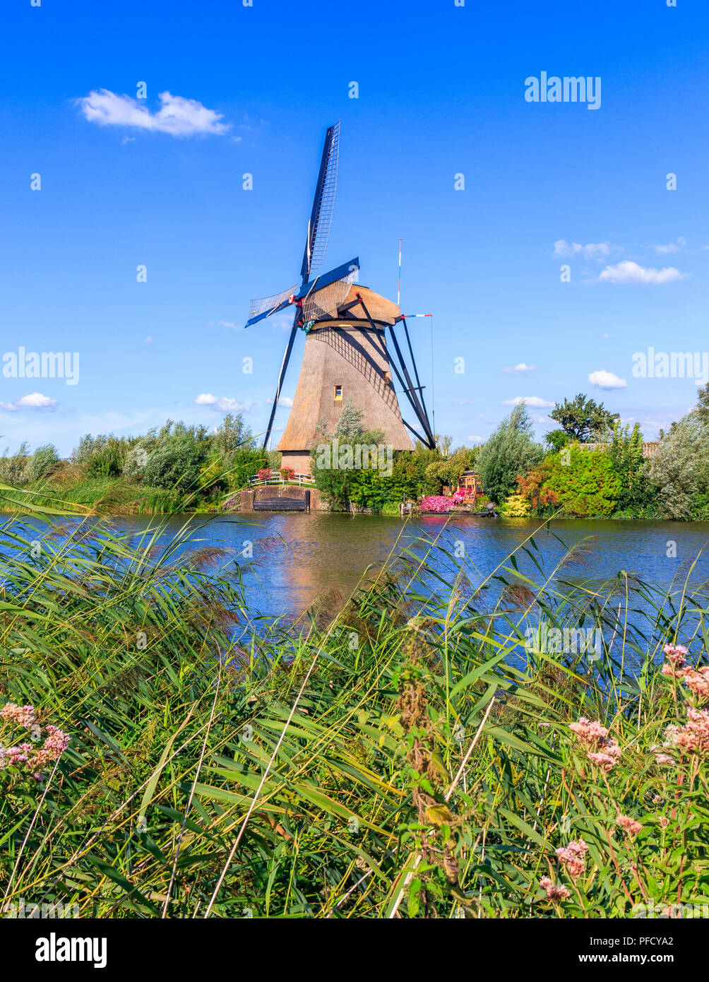 Windmill At Kinderdijk, Netherlands Stock Photo