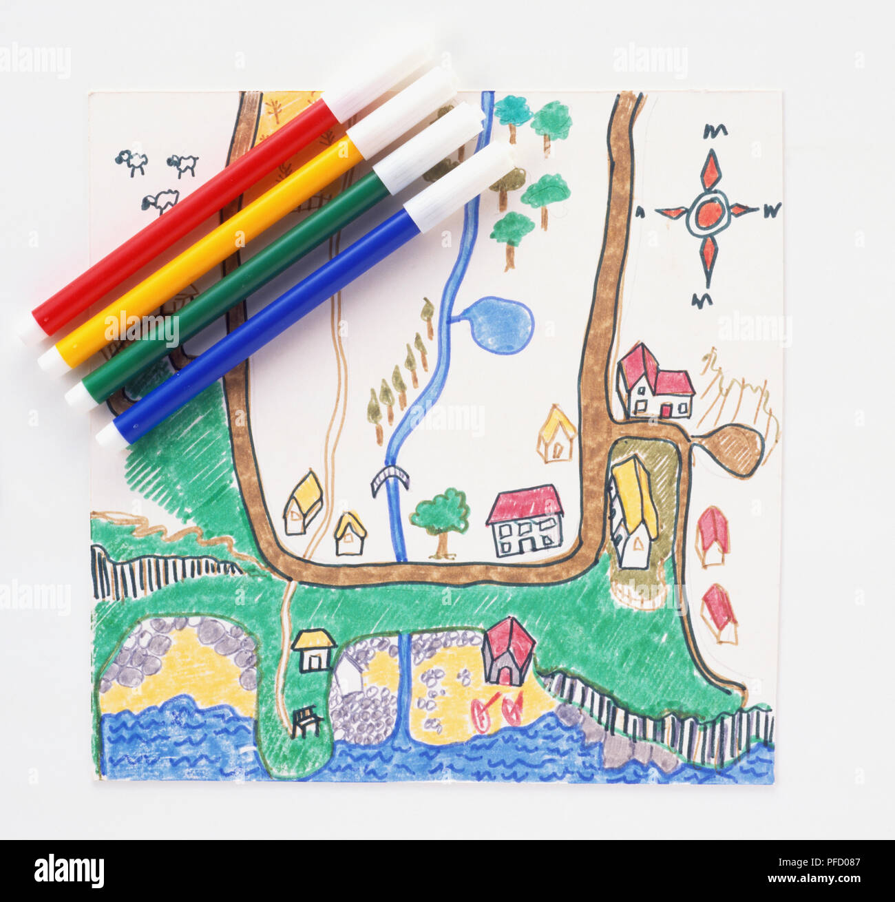 Kids drawing map hi-res stock photography and images - Alamy