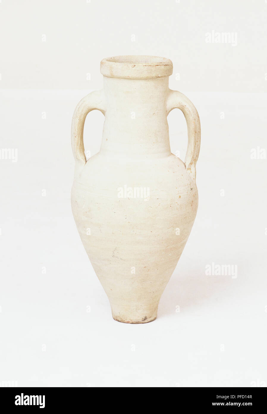 White urn with handles on either side, front view Stock Photo Alamy