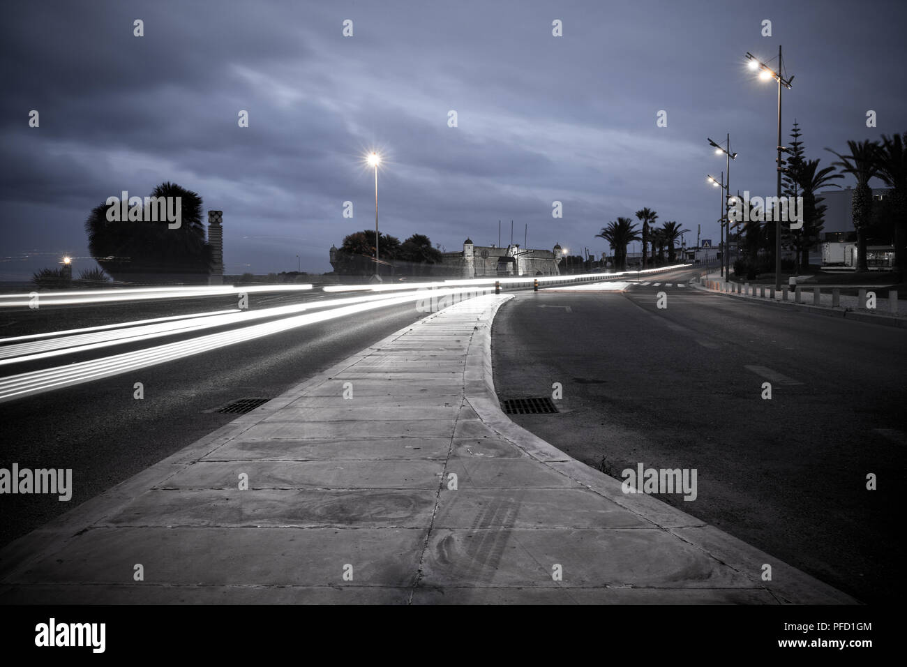Car night traffic in dark city Stock Photo - Alamy