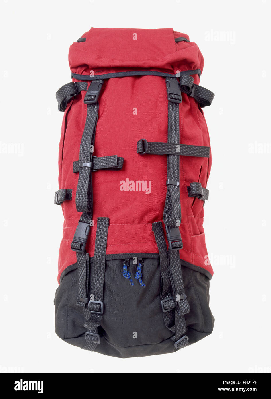 Large red rucksack with straps Stock Photo Alamy